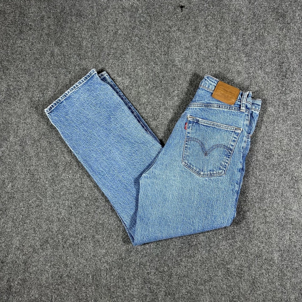 Levi's Womens Ribcage Straight Ankle Blue Denim Jeans Size 27 Button Fly